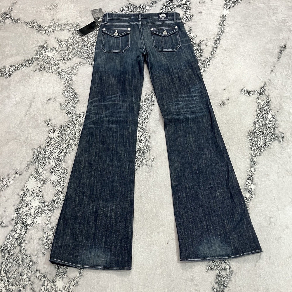 Rock & Republic Womens Sz 27 Dark Wash Flare Jeans Contrast Stitch Denim NWT - Picture 7 of 12